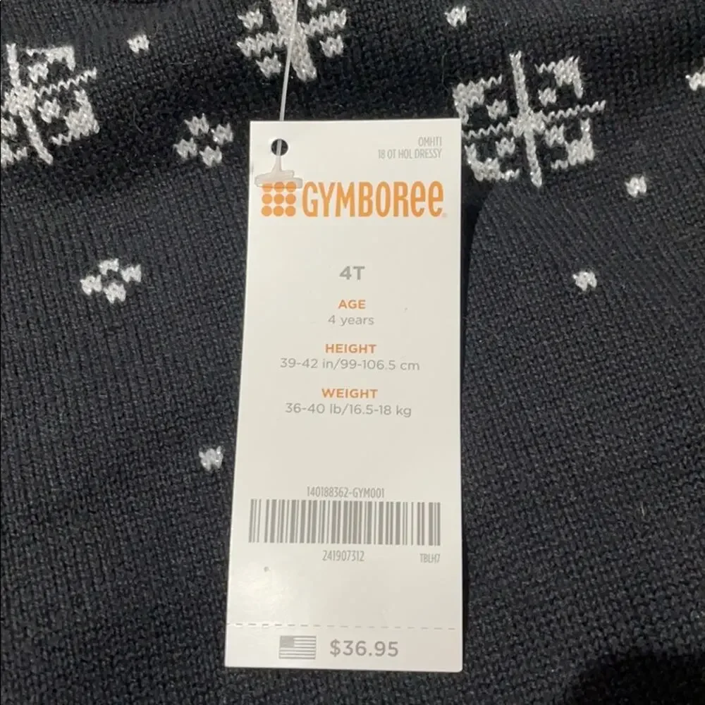Gymboree 4t black snowflake sweater dress NWT